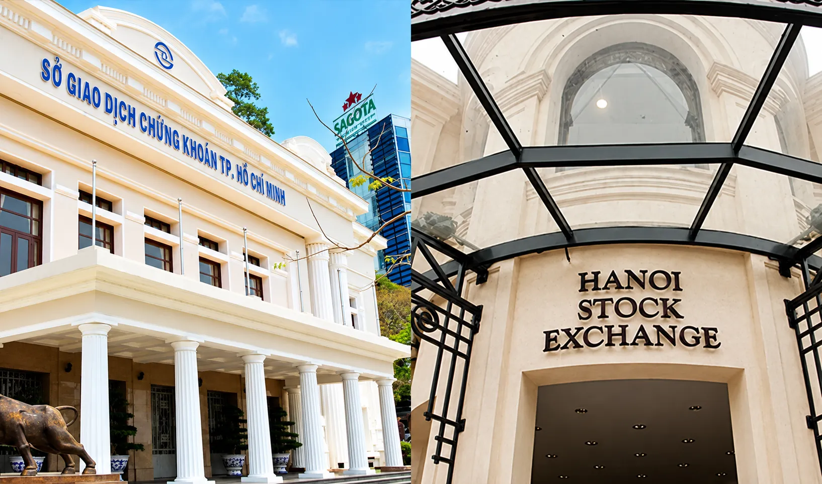 Trụ sở Sở Giao dịch Chứng khoán TP.HCM (HOSE) và Sở Giao dịch Chứng khoán Hà Nội (HNX)